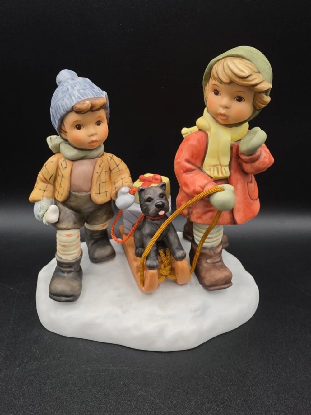 Goebel 1998 Sledding Time Figurine - Porcelain - W. Germany
